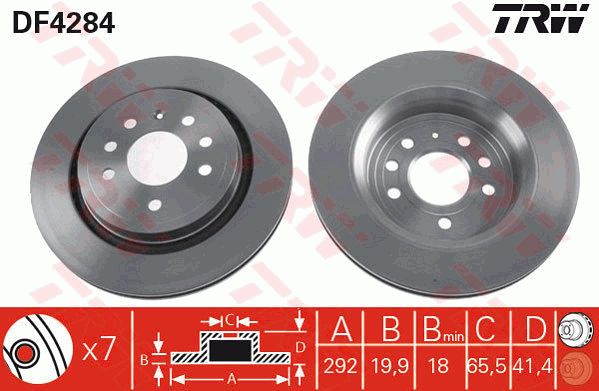 Диск тормозной задний OPEL Vectra C/SAAB 93 /Vent.D=292mm TRW DF4284