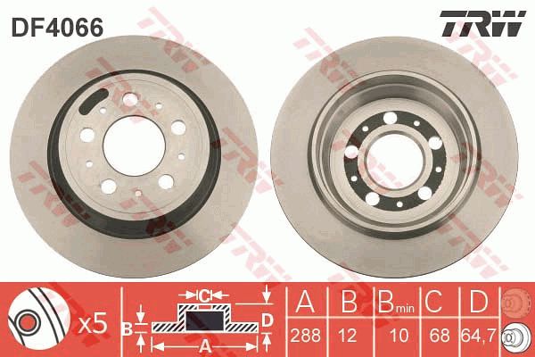 Диск тормозной задний VOLVO S60/S80/V70/XC70 TRW DF4066