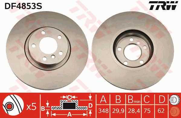 Диск тормозной передний BMW X5 E70/F15 / X6 E71/E72/F16 TRW DF4853S