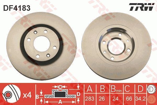 Диск тормозной передний CITROEN C4 TRW DF4183