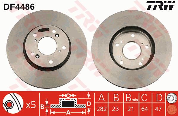 Диск тормозной передний HONDA CR-V 02->06/Civic 06- TRW DF4486