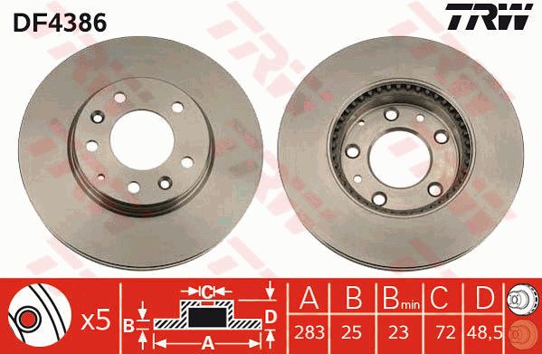 Диск тормозной передний MAZDA 6 TRW DF4386