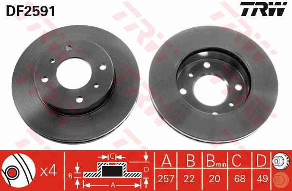 Диск тормозной передний NISSAN Almera classic/N16/Primera / INFINITI G20 TRW DF2591