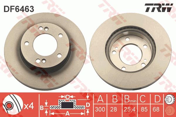 Диск тормозной передний SSANG YONG Rodius /Vent D=300mm TRW DF6463