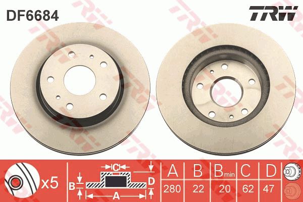 Диск тормозной передний SUZUKI SX4 /Made in Japan TRW DF6684