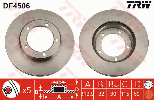 Диск тормозной передний TOYOTA LC100/LEXUS LX470 TRW DF4506