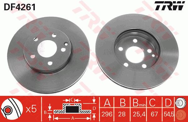 Диск тормозной передний TRW DF4261