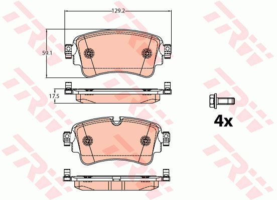 Колодки задние AUDI A4(B9)/A5 II/A6(C8)/A7 II/A8 IV/Q5 II TRW GDB2132