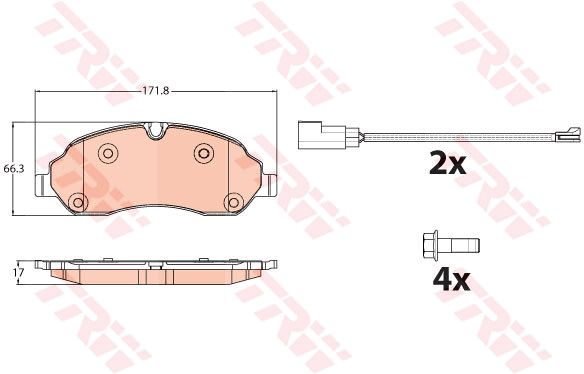 Колодки передние FORD Transit 2014-> TRW GDB2117