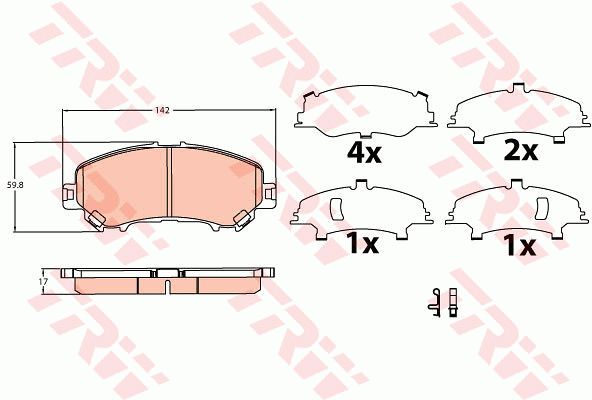 Колодки передние NISSAN Qashqai (J11) 2013-> TRW GDB3622