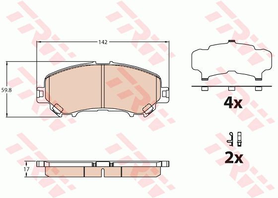 Колодки передние NISSAN Qashqai (J11) 2013-> TRW GDB3631