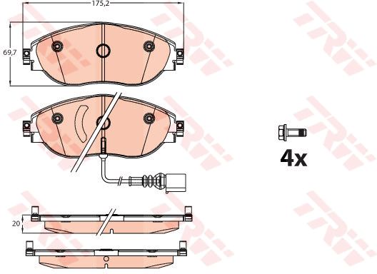 Колодки передние VAG A3/Octavia III/Golf VII/Passat B8 TRW GDB2114