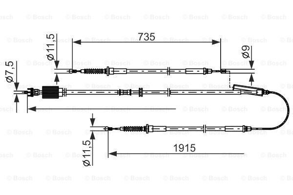 Трос ручного тормоза OPEL ASTRA J-1915мм BOSCH 1987482801