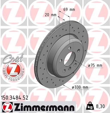 ДИСК ТОPМОЗНОЙ ZIMMERMANN 150348452