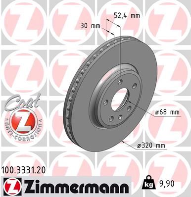 ДИСК ТОРМ AUDI A4A5Q5 07 ПЕРЕД. ВЕНТ. ZIMMERMANN 100333120