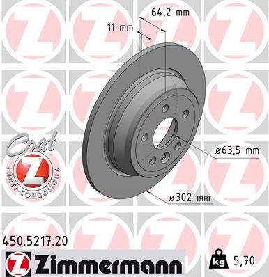 ДИСК ТОРМ LROV FREELANDER 06-14 ЗАД ZIMMERMANN 450521720