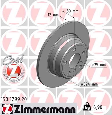 Диск торм.зад. BMW X5 (E53) 00> заказ не менее 2 единиц ZIMMERMANN 150.1299.20