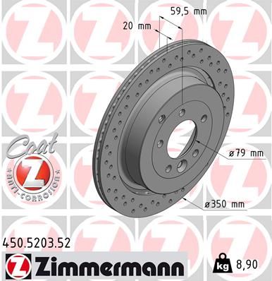 Диск торм.задн.вентил.перфорир.[350x20mm/5отв.] SPORT Coat Z ZIMMERMANN 450520352