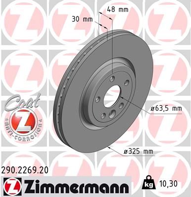 Диск тормозной BS JAGUAR Coat Z ZIMMERMANN 290226920