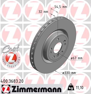 Диск тормозной вентилируемый пер. MLClass III (W166) ML 350 BlueEfficiency 4matic  306 ZIMMERMANN 400368320