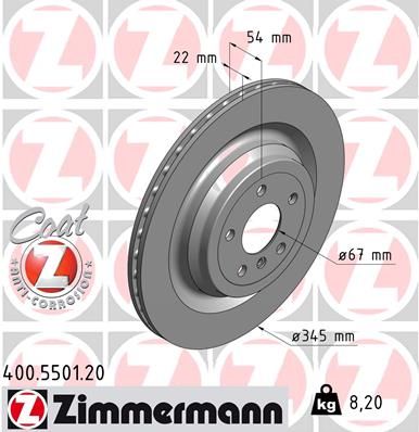 Диск тормозной задний MB X166/W166/C292 /Vent D=345mm ZIMMERMANN 400550120