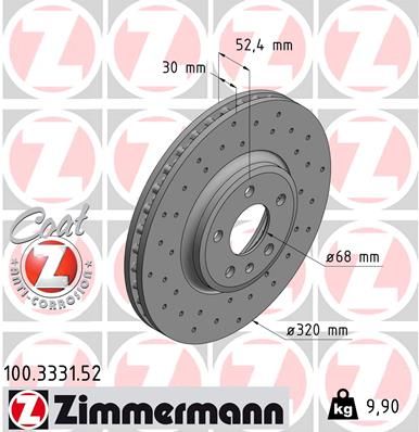 Диск тормозной передний AD ZIMMERMANN 100.3331.52