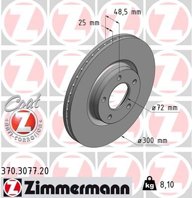 Диск тормозной передний mazda ZIMMERMANN 370.3077.20