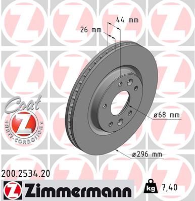 Диск тормозной передний NISSAN Qashqai J11 2013->/X-Trail T32 2013-> ZIMMERMANN 200253420