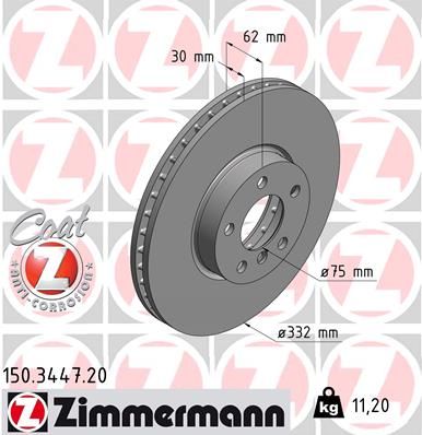 Диск тормозной передний с покрытием BMW X5-E70/F15 / X6-E71/F16 ZIMMERMANN 150.3447.20