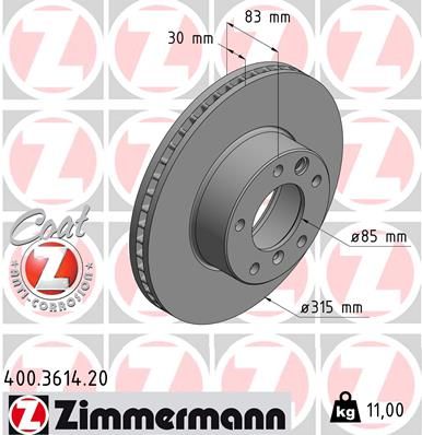 Диск тормозной передний с покрытием MB G-Class W460/461/463 89-> ZIMMERMANN 400.3614.20