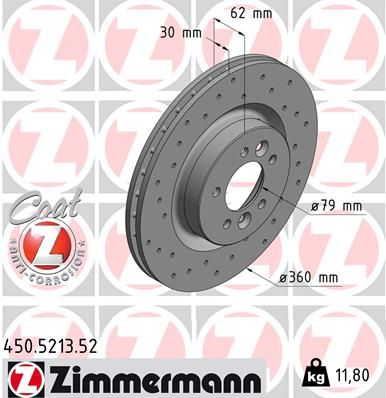 Диск тормозной спортивный ZIMMERMANN 450521352