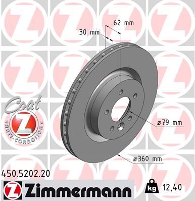 Диски тормозные передние ZIMMERMANN 450520220