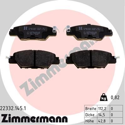 Колодки задние MAZDA CX-5 / CX-5II ZIMMERMANN 22332.145.1