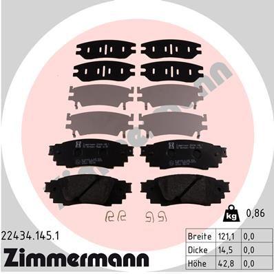 Колодки задние TOYOTA C-HR 16->/Rav4 18-> /LEXUS RX IV 15-> ZIMMERMANN 22434.145.1