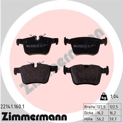 Колодки задние ZIMMERMANN 22141.160.1