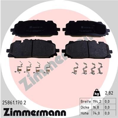 КОЛОДКИ ТОРМ ДИСК ПЕР VW TOUAREG 3.0 17- / AUDI A4 15-, A5 09-, A7 17-, A8 17-, Q5 16-, Q7 15- ZIMMERMANN 258611702