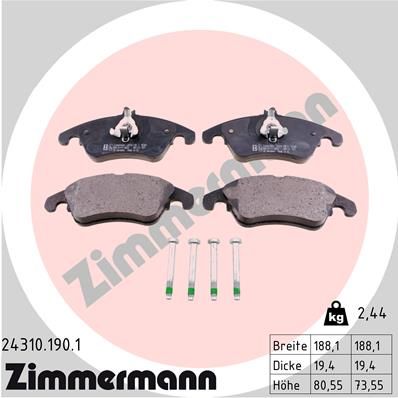 Колодки тормозные MB W203 ZIMMERMANN 243101901