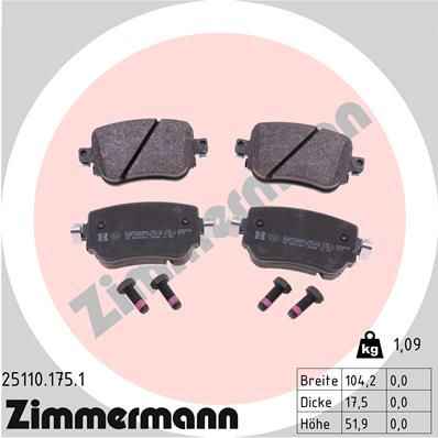 Колодки тормозные SBB VAG ZIMMERMANN 251101751