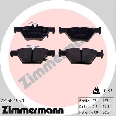 Колодки тормозные SUBARU OUTBACK (BS) 15- ZIMMERMANN 221581451