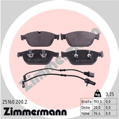 Колодки тормозные ZIMMERMANN 251602002