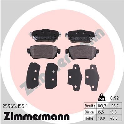 Колодки тормозные ДИСКОВЫЕ ZIMMERMANN 259651551