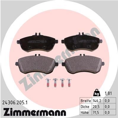 Колодки тормозные дисковые передние MB W204, W212 ZIMMERMANN 243062051