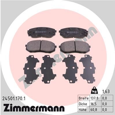 Колодки тормозные дисковые, комплект ZIMMERMANN 245011701