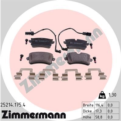 Колодки тормозные задн. [вкл. дат.износа и рем.к-т] [PR-Nr.: 1KD,1KE] ZIMMERMANN 252141754