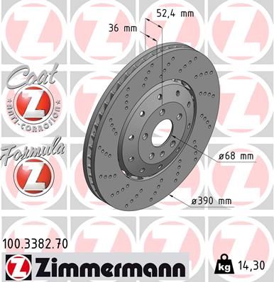 Тормозной диск ZIMMERMANN 100338270