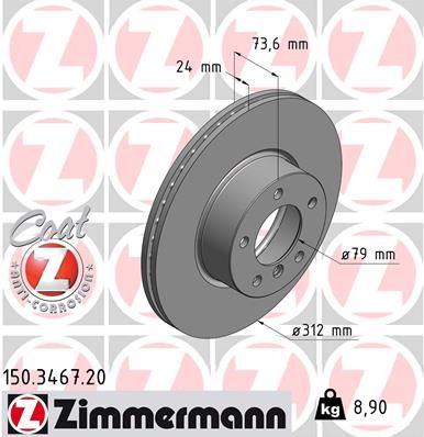 Тормозной диск передний ZIMMERMANN 150.3467.20