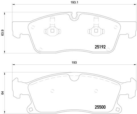 Колодки передние JEEP Grand Cherokee IV 2010->/MB GL(X166)/ML(W166) BREMBO P50108