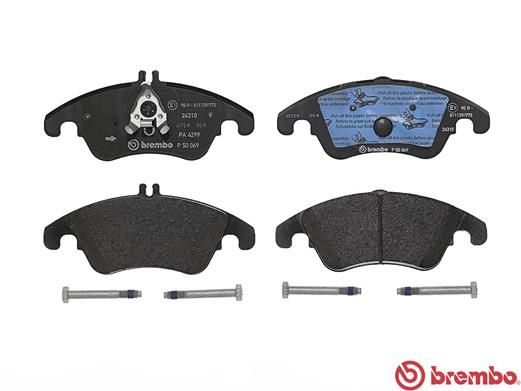 Колодки тормозные MERCEDES W204W212 (спорт) передние BREMBO P50069