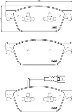 Колодки тормозные VW MULTIVAN V/TRANSPORTER V (2E4) 09 передние с датч. BREMBO P85141