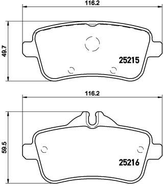 Колодки тормозные, комплект задние BREMBO P50100